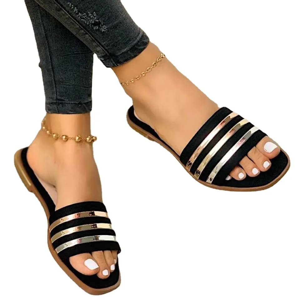 

Women Sandals Fashion Slippers 2021 Summer Open Toe Slides Flat Sandal Casual Outdoor Beach Slides Women's Shoes Plus Size