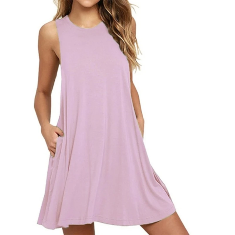

2021 Women's Summer Casual Swing T-Shirt Dresses Beach Cover Up With Pockets Plus Size Loose T-shirt Dress