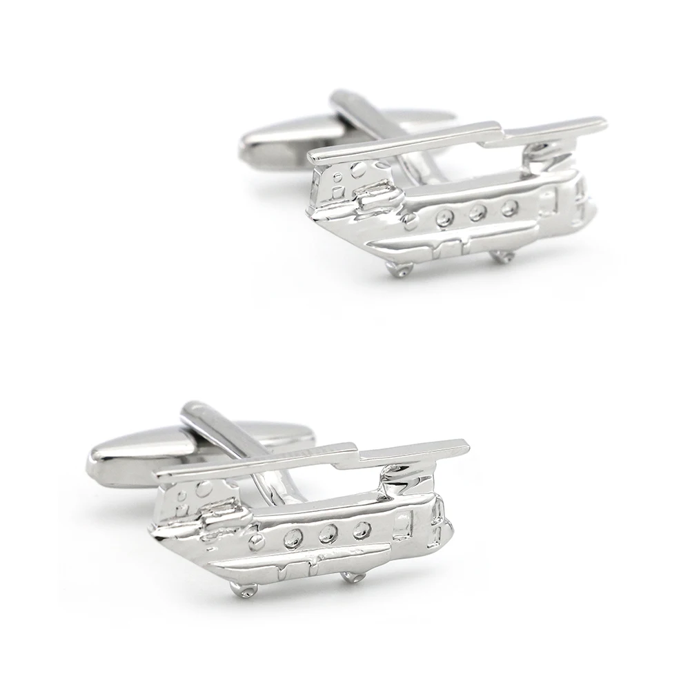 

Aircraft Design Transport Plane Cufflinks Quality Brass Material Silver Color Cuff Links Wholesale&retail