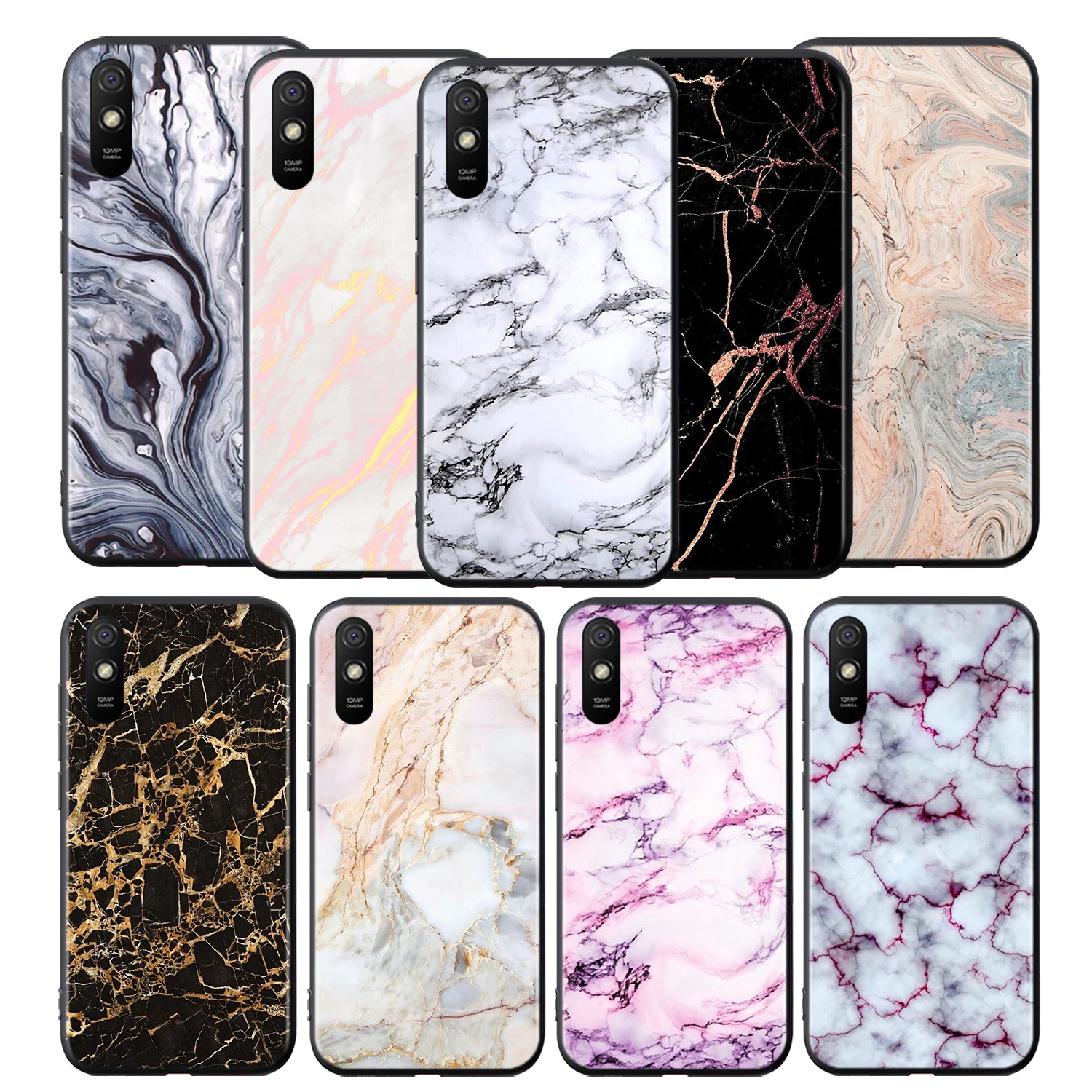 

Simple Marble Texture Silicone Cover For Xiaomi Redmi 9 9T 9C 8 7 6 Pro 9AT 9A 8A 7A 6A S2 5 5A 4X Plus Phone Case