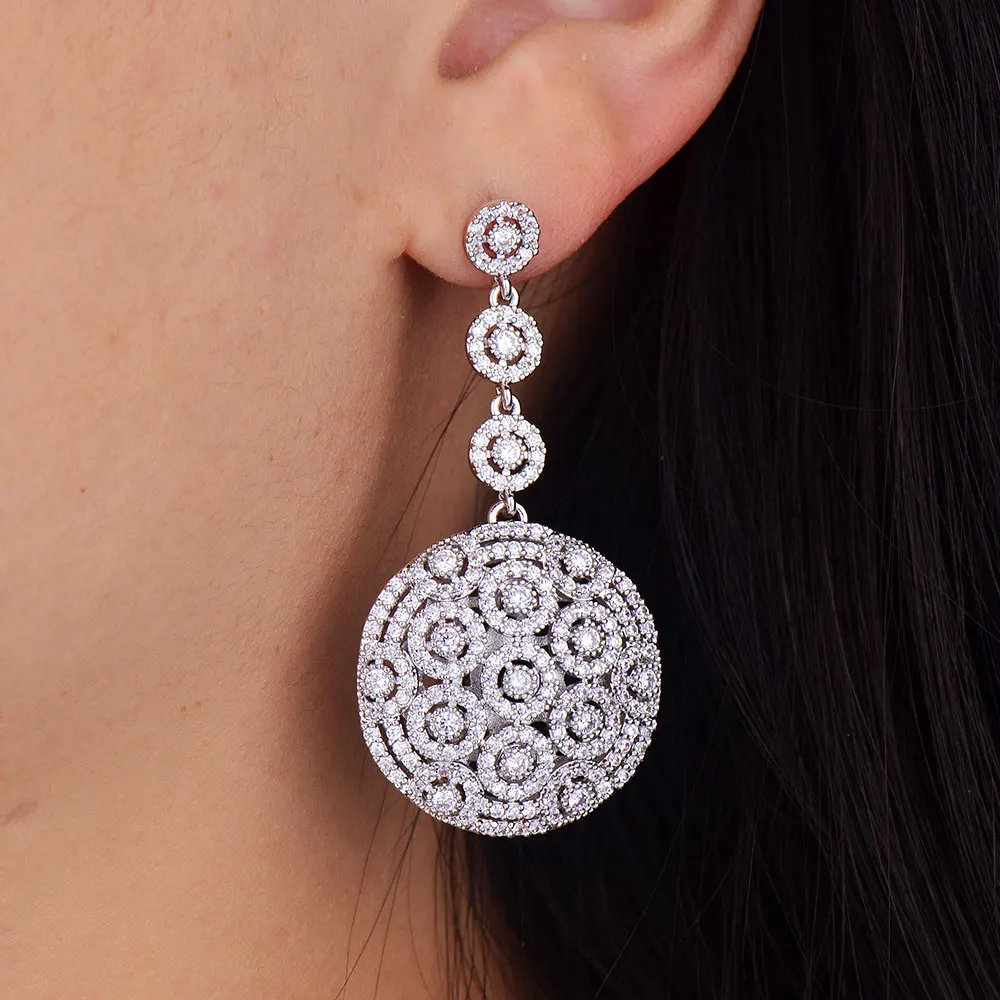 Missvikki Висячие полные Mirco паве кубический цирконий круглые серьги с подвесками для