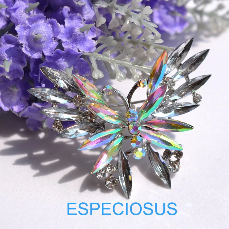 Элегантные женские Украшения булавка-бабочка брошь с кристаллами белого цвета