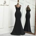 Женское вечернее платье, прозрачное черное платье с поясом, длинное праздничное платье