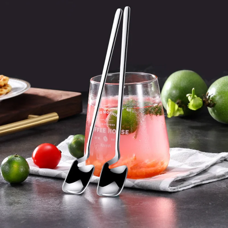 2 шт. высокое качество квадратная ложка для сока скелет с длинной ручкой