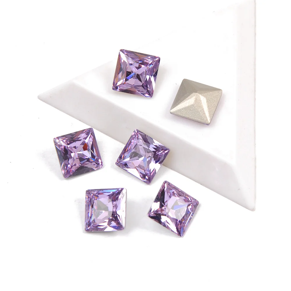 Стразы квадратные стеклянные фиолетового цвета 8/10/12 мм для украшения ногтей |