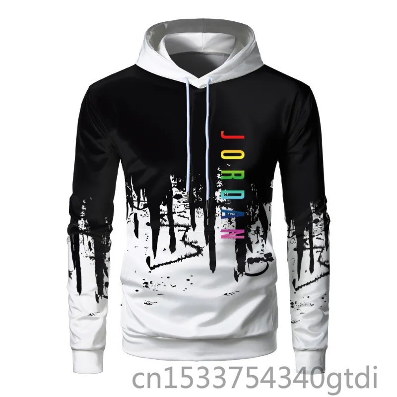 

Spring 2021 new ink print Hoodie men's sports casual Hoodie couple fashion Hoodie men's clothing black top