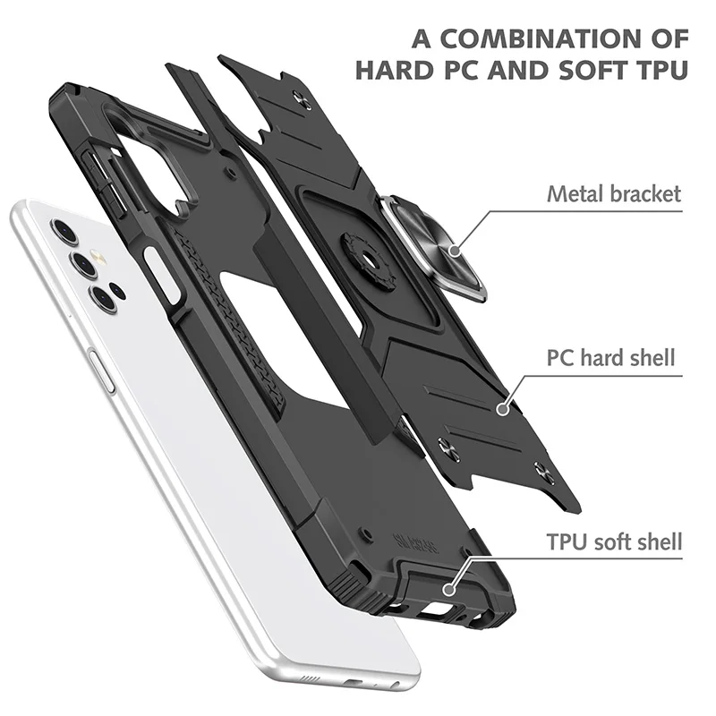 

Shockproof Case for Samsung S21 Ultra M31S M51 A02S A90 5G Phone Cover for Galaxy A10S A20S S10 Note 20 Ultra Ring Car Holder