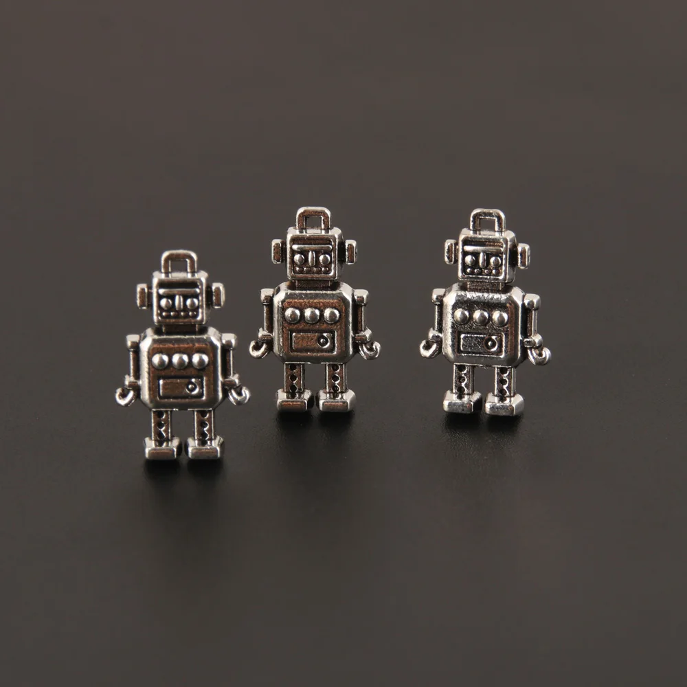 Очаровательные Подвески в виде 3d-роботов серебряного цвета 20 шт. | Украшения и