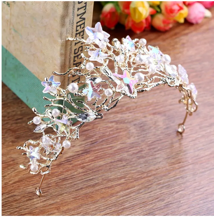 Розовый цветок Свадебные короны Ретро барокко свадебные аксессуары для волос