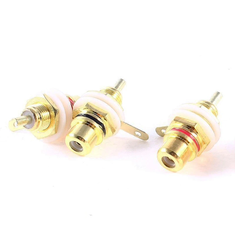 

4 Pcs RCA Phono Chassis Panel Mount Female Connector Gold Tone