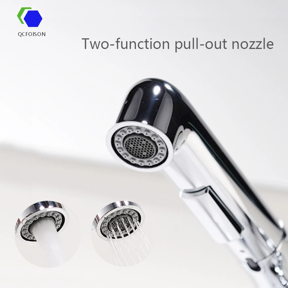 Латунный Смеситель для ванной комнаты QCFOISON черный выдвижной кран горячей воды