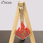 Новый акриловый брелок с эффектом воздействия богий глаз Genshin, двухсторонний брелок для ключей унисекс с изображением воды, ветра, молнии, огня, скалы, льда, украшения