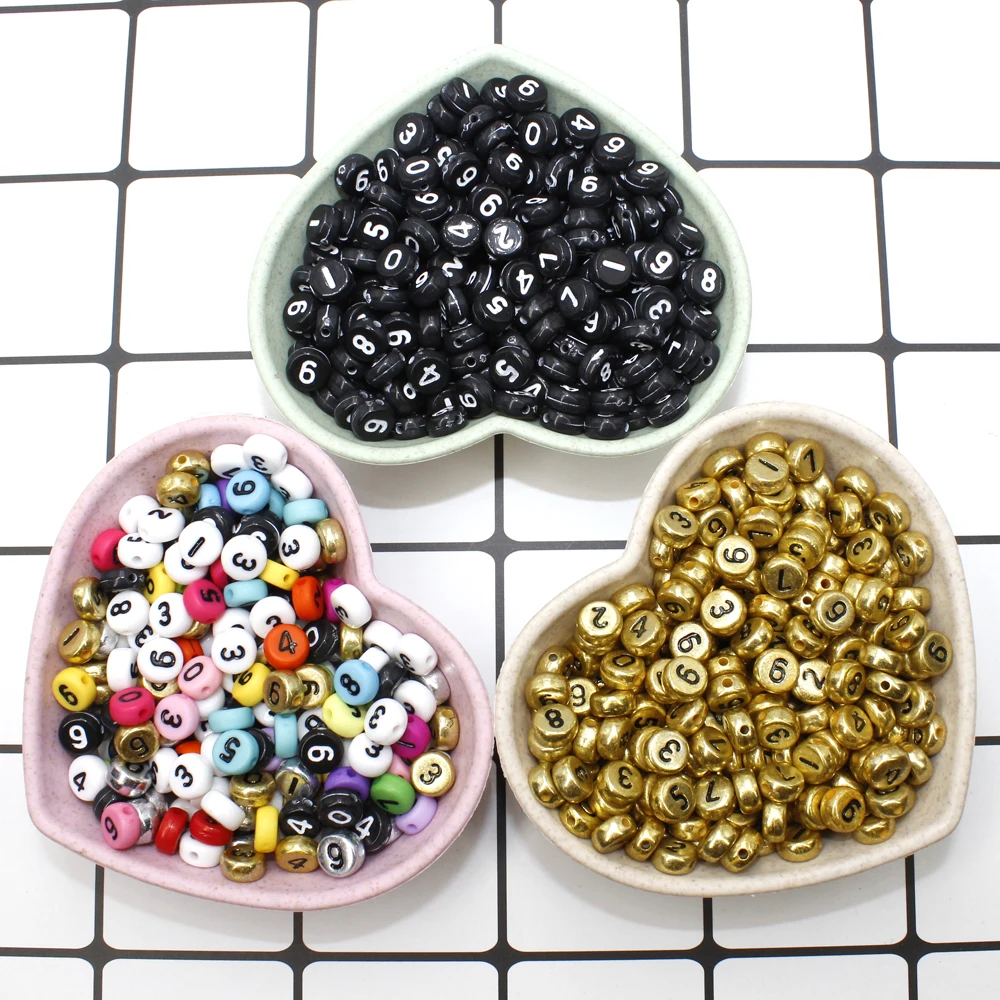 Акриловые бусины с цифрами 6 стилей 200 шт. 7 мм круглые разделители для шармов DIY
