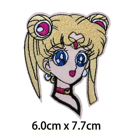 Sailor Moon лицо вышитое Железо на патч, Волшебная коробка девушка мультфильм персонаж куртка рюкзак DIY аксессуары для одежды - Цвет: Антикварный цинк