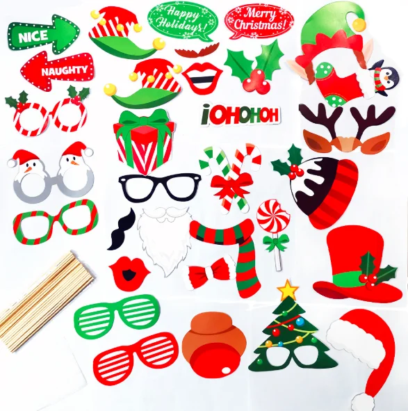 

Рождественская бумажная фотобудка реквизит карточка Знак с деревянным столбом, праздничная вечевечерние маска фотобудка реквизит (MOQ: 10 комплектов)