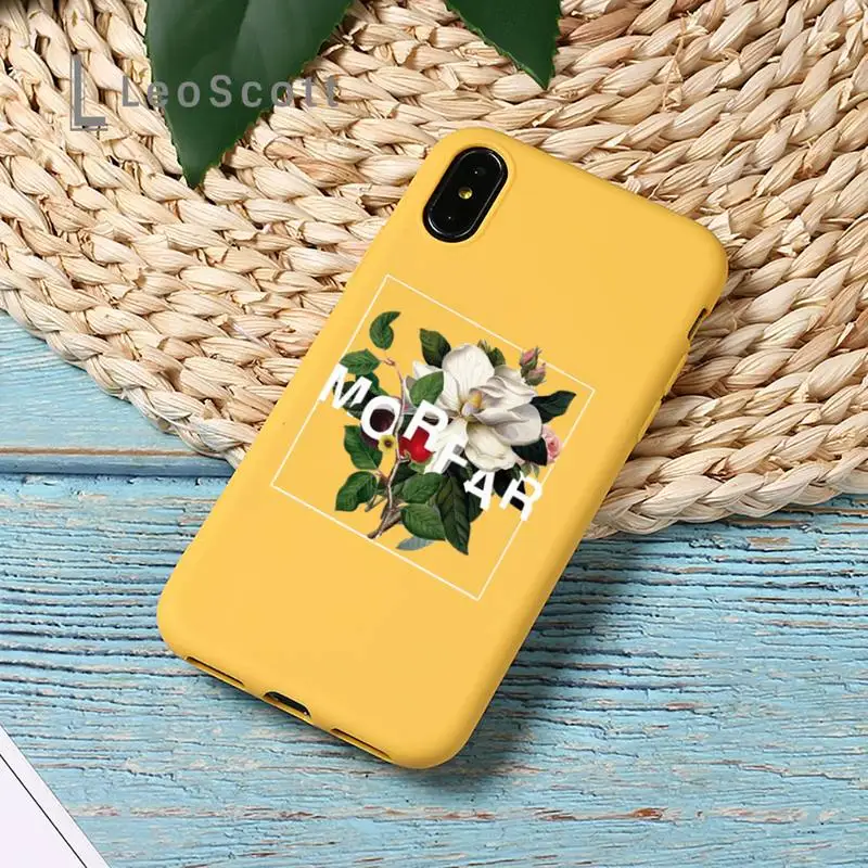 

Flower text art Phone Case Yellow Candy Color for iPhone 11 12 mini pro XS MAX 8 7 6 6S Plus X SE 2020 XR