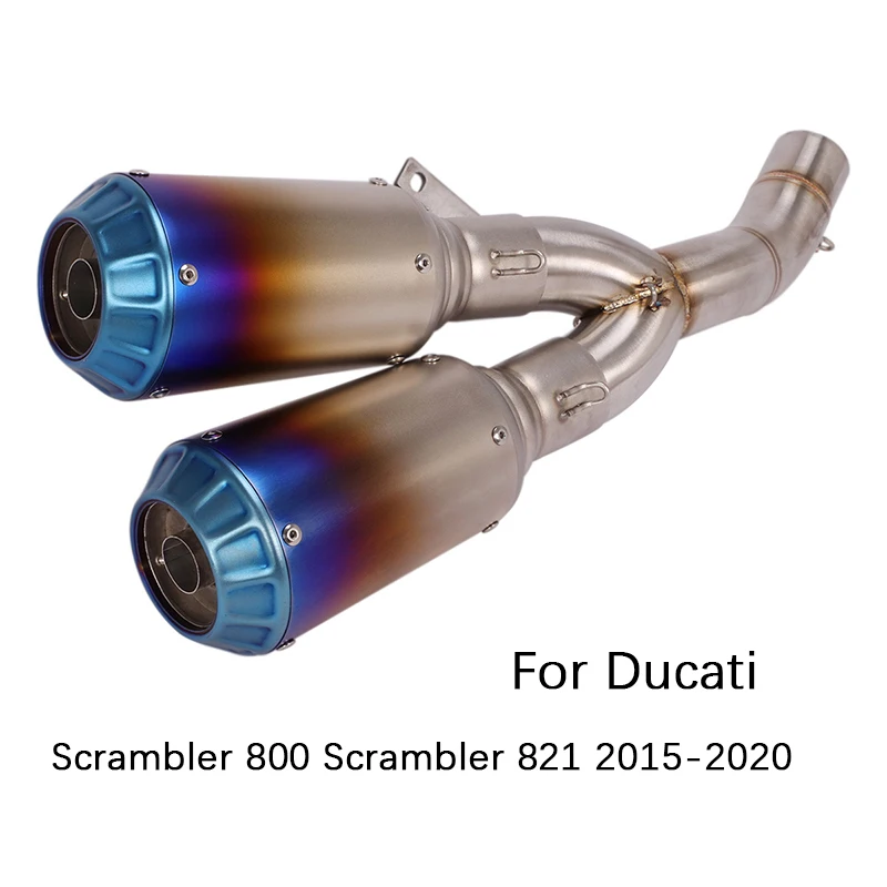 For Ducati Scrambler 821 800 2015-2020 Motorcycle Exhaust Pipe 49mm Middle Pipe Slip On 51mm Muffler with DB Killer Escape