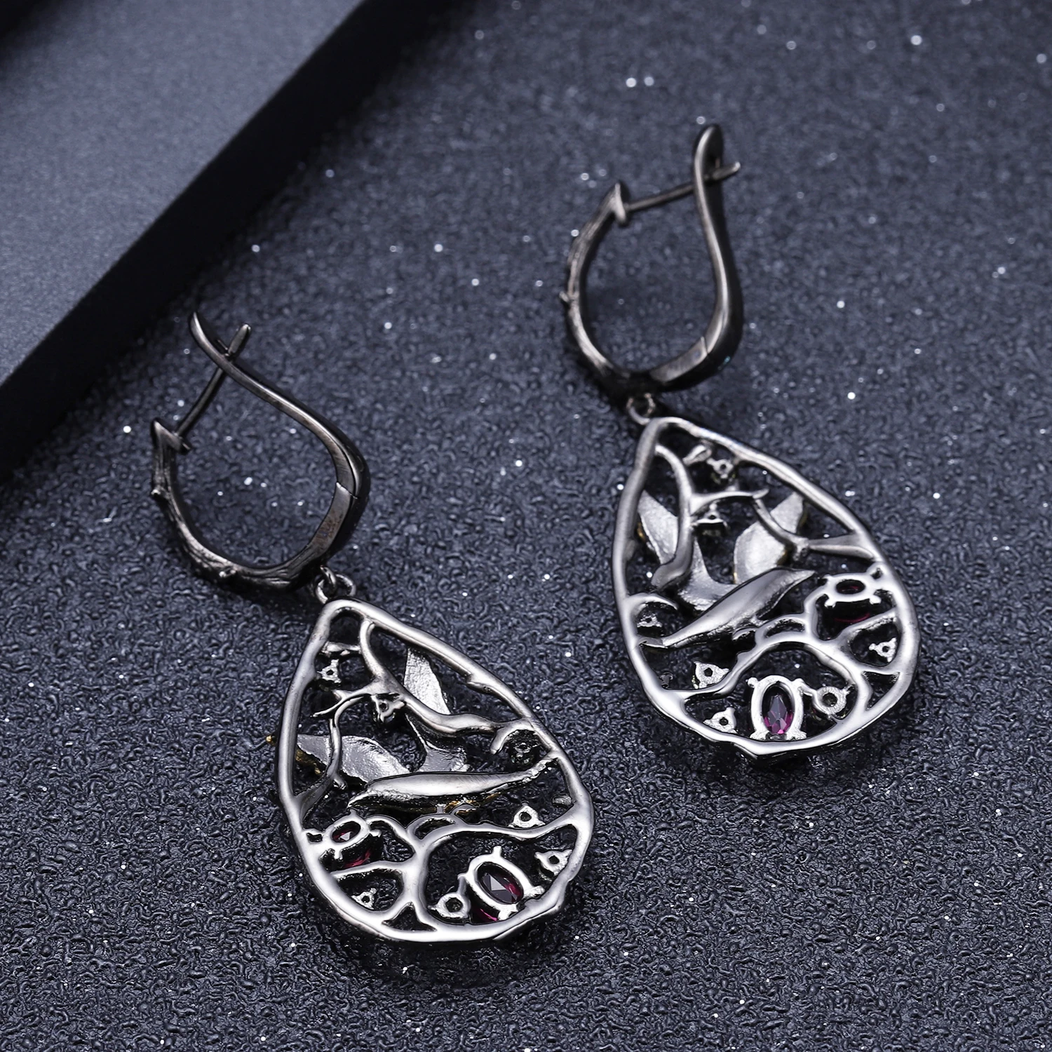 GEM'S балет натуральный гранат 925 пробы серебро Винтаж ожерелье наборы ручной