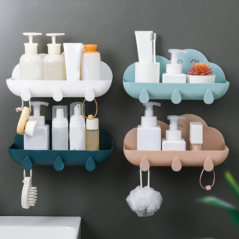 

Modern Simplicity Bathroom Storage Rack Perforation-Free Cloud Bathroom Shower Shelves Toilet Wall-Mounted Non-Marking Paste