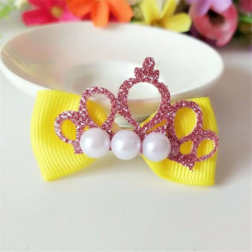 1 шт. новинка заколка для волос с бантом маленьких девочек в форме короны
