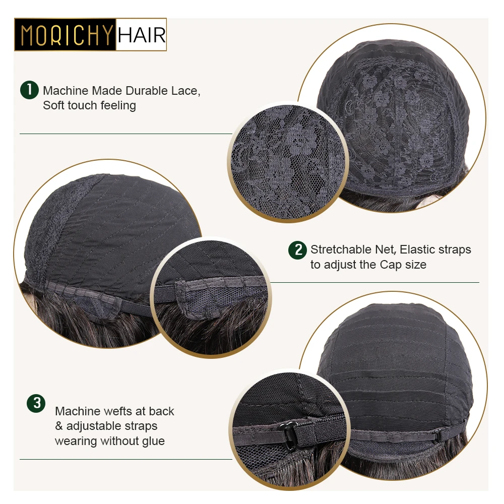Morichy волнистые человеческие волосы парик с челкой для женщин бразильские цветной