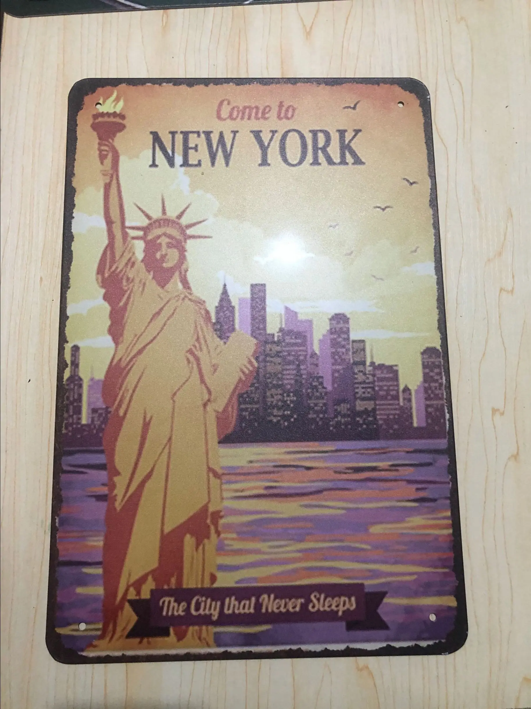 Металлический жестяной ретро-плакат с мексиканским Парижем Нью-Йорком цветной