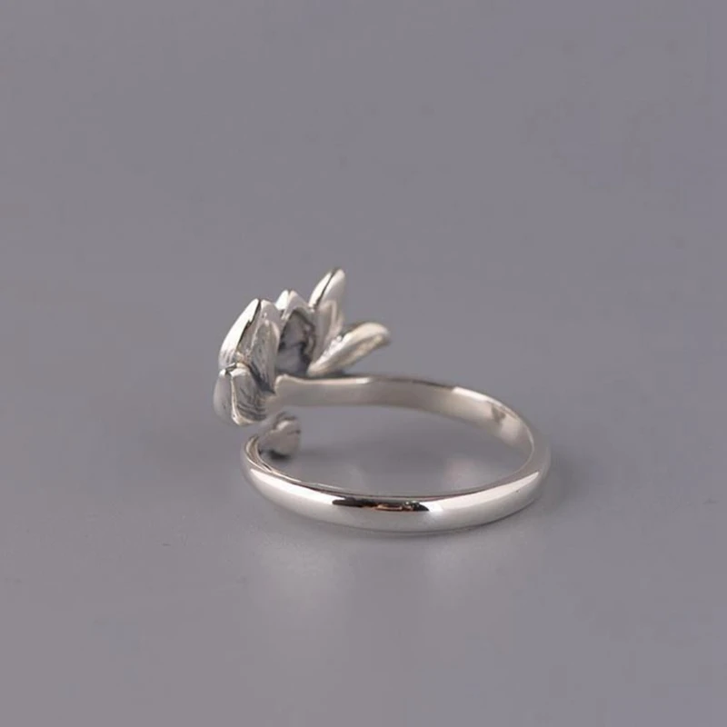 

Vintage Lotus Flower Enamel Rings Lucky Fish Charm Open Ring Band Adjustable Wom 83XF