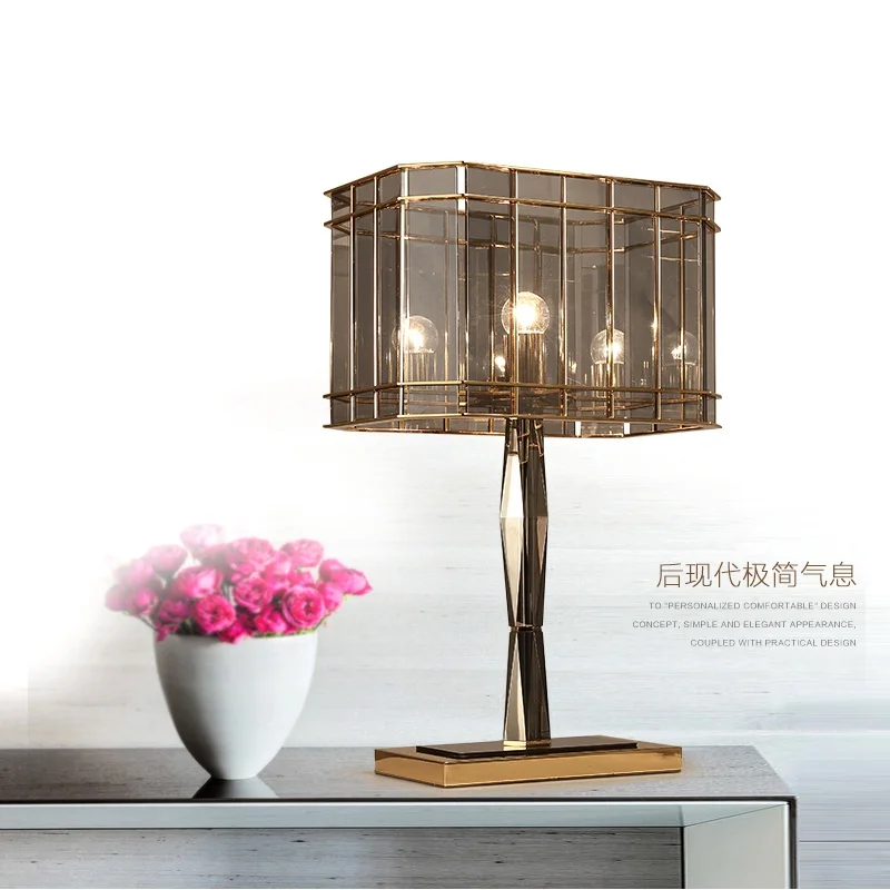 

Postmodern fashion crystal LED desk lights simple Nordic bedroom bedside study table lamp warm home living room deco lighting