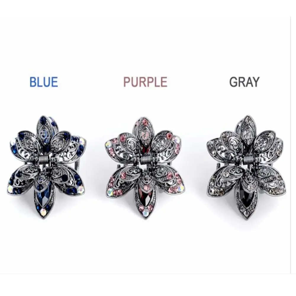 Винтажный Большой Хрустальный цветок когти для волос свадебные аксессуары