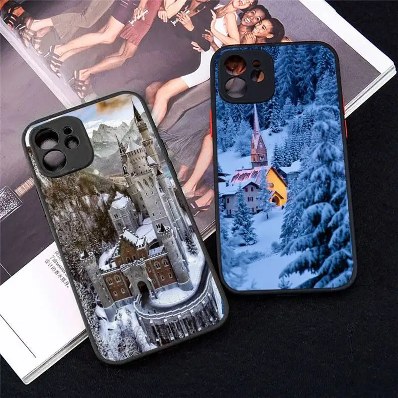 

Winter New York Central Hard Phone Case matte transparent For iphone 7 8 11 12 plus mini x xs xr pro max cover