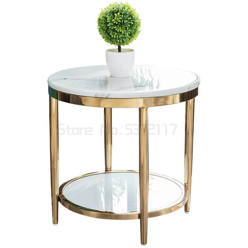 

Nordic marble edge table simple modern bedside table small family round table sofa round corner table