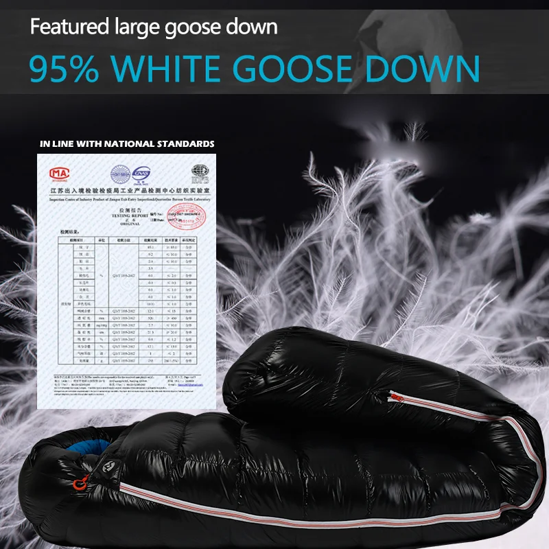 Спальный мешок AEGISMAX серии G для кемпинга ультралегкий нейлоновый с белым гусиным