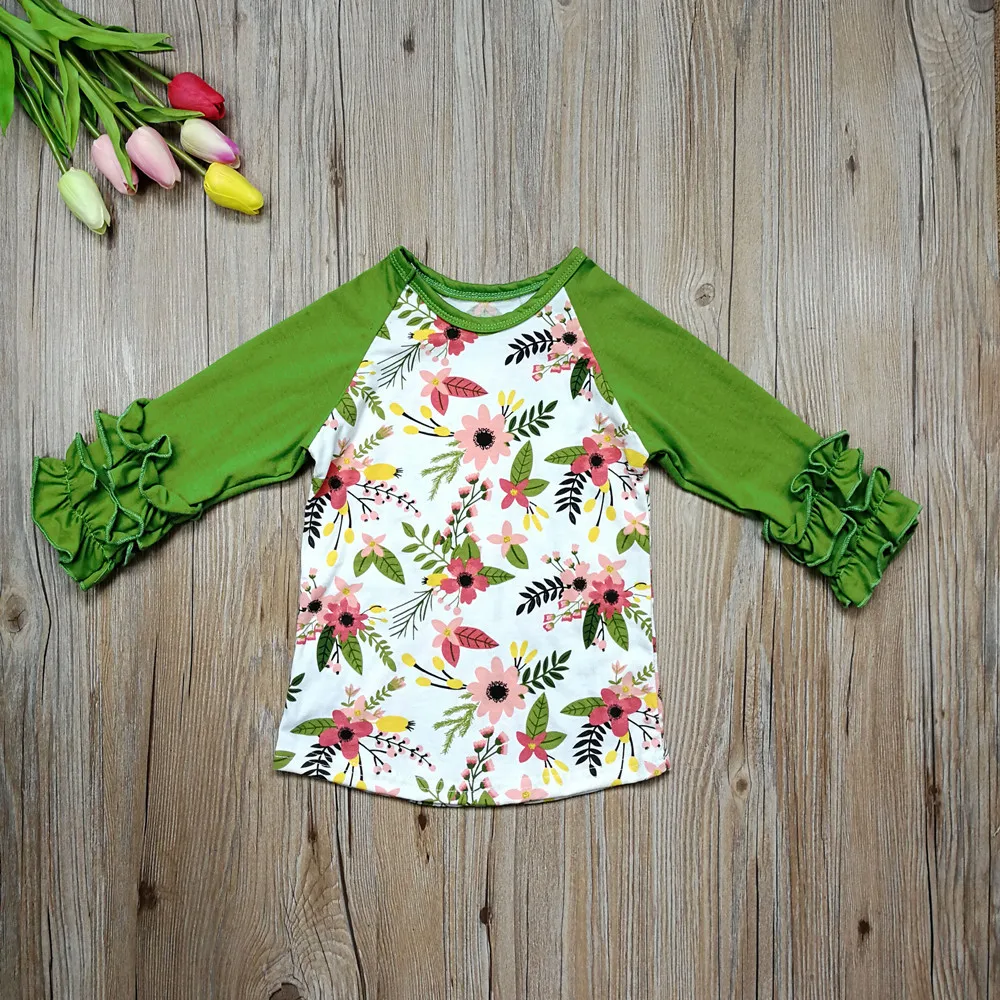 Новое поступление зеленые рубашки реглан для маленьких девочек эксклюзивная