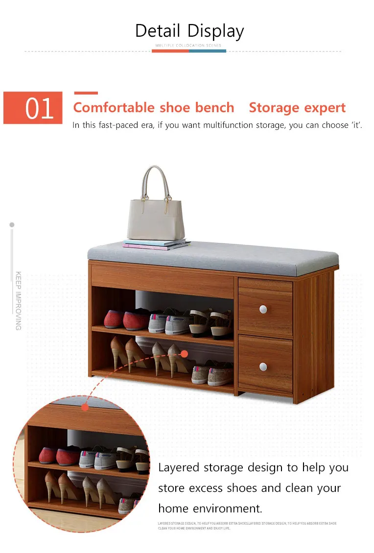 Nordic Creative Entrance Shoe Bench Storage Stool Multi-function Double-layer Shoe Rack Living Room Sofa Stool