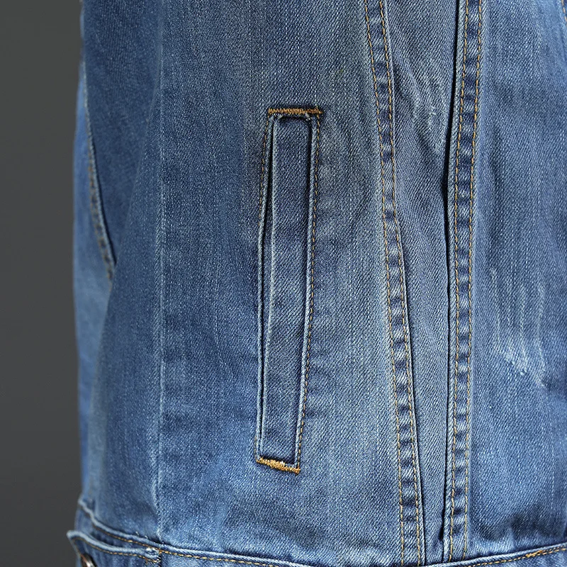 Vintage Embroidered Indian Denim Jacket 2020 New Men's Slim Cowboy European and American Style Long Sleeve Jeans Coat | Мужская