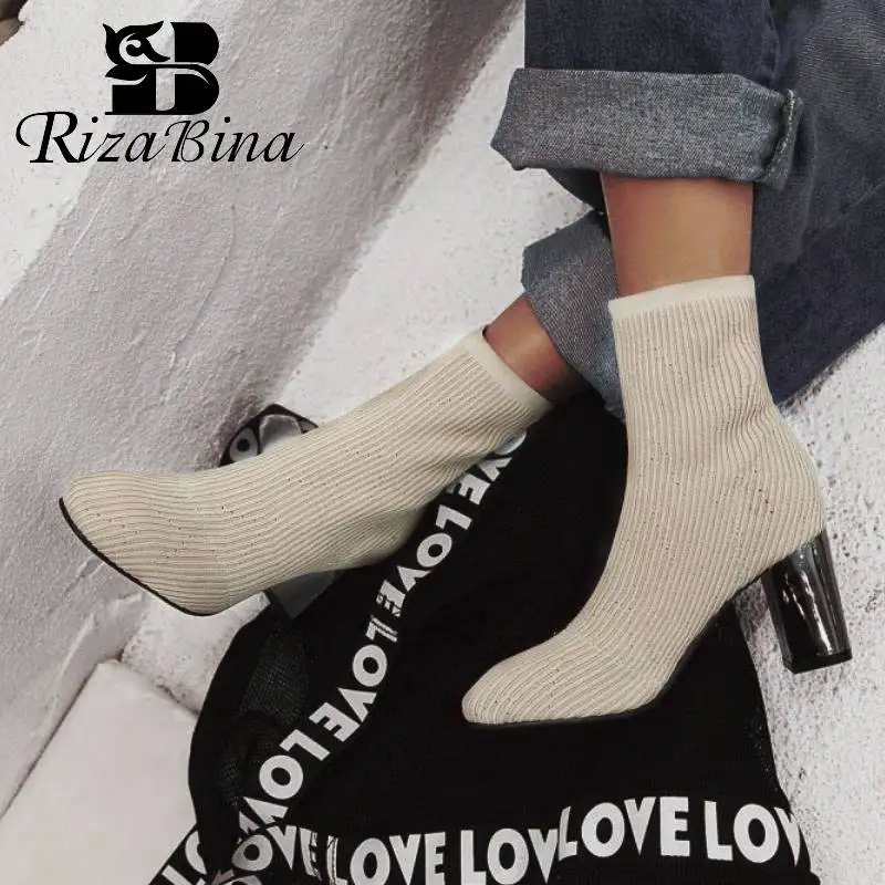 RIZABINA в стиле ретро на квадратном каблуке обувь высоком женские ботильоны с