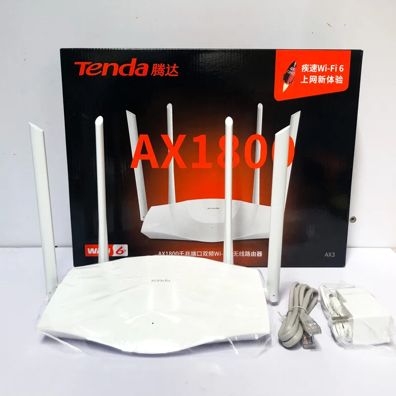 

Tenda AX3 AX1800 Wireless WiFi6 Router Gigabit Port 2.4GHz 5.0ghz Dual-Band 1800MbpsWifi Repeater With 4 * 6dBi Antenna