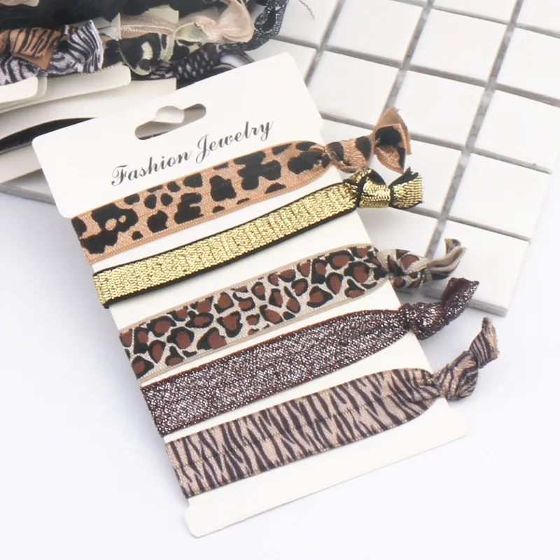 Новинка модные эластичные резинки для волос с леопардовым принтом 5 шт./компл.