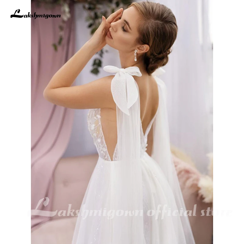 

Simple Beach Wedding Dress 2021 Lace Appliques Sexy V Neck Tulle Backless Bride Dress Weeding Gowns vestidos de novia 2021