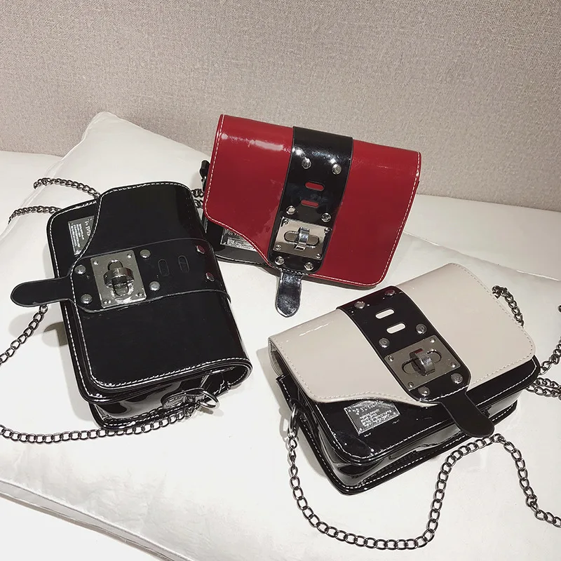 

Корейский стиль, сумки через плечо для женщин, искусственная кожа, женская сумка на плечо, роскошные металлические цепочки, женская сумка-ме...