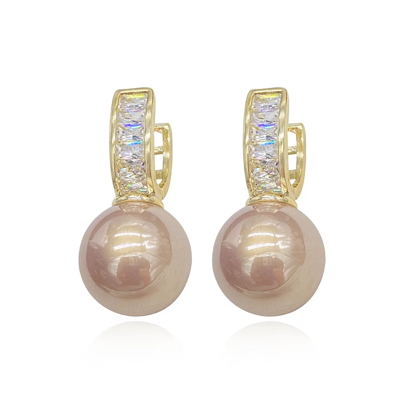 

XUYE Fashion Pearl Earrings For Women Silver Needle Cubic Zirconia Earrings Female Trendy Short Bead Earings Luxury Jewelry