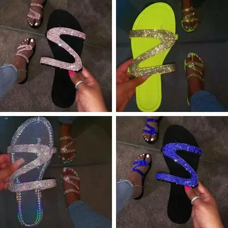 Новинка 2020 года Сезон весна-лето Женские сандалии с яркими бриллиантами