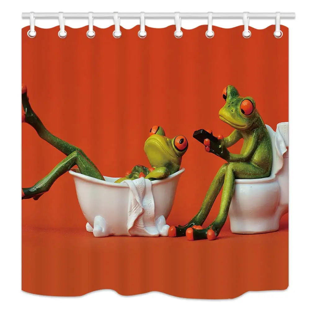 

One Frog Sit on Toilet The Girl Frog Shower Curtain