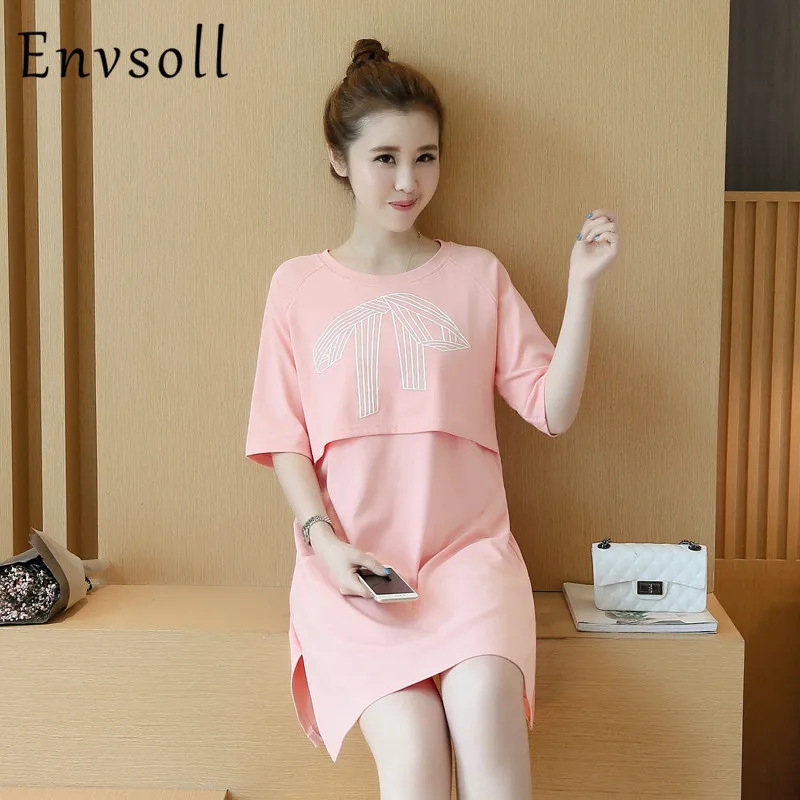 Одежда для беременных с принтом грудного вскармливания платья кормления средней