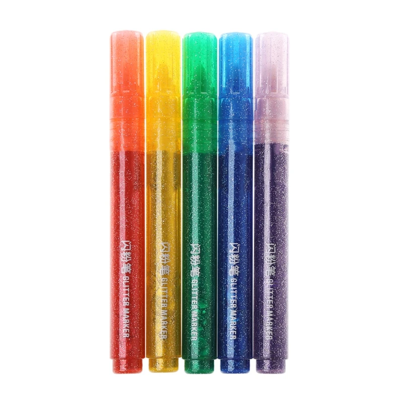 5Pcs Magic Glitter Marker Pen Bright Sparkling Color Drawing Painting Stationery | Канцтовары для офиса и дома