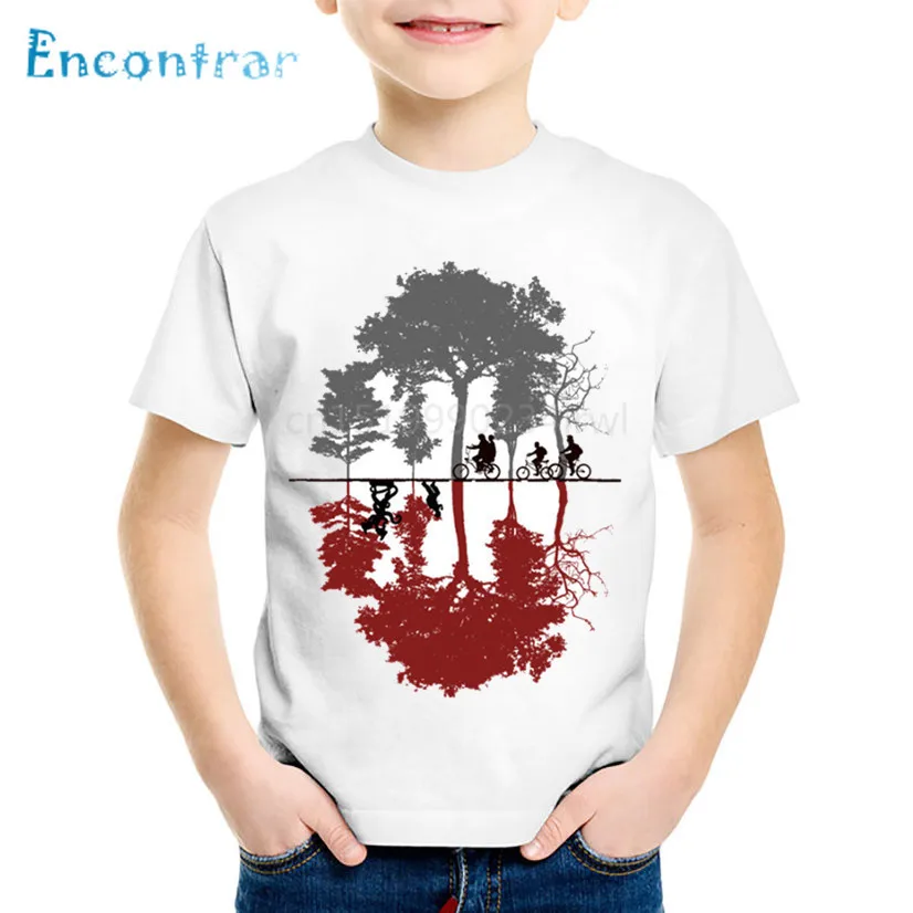 Детские модные футболки с принтом очень странные дела Детская летняя одежда