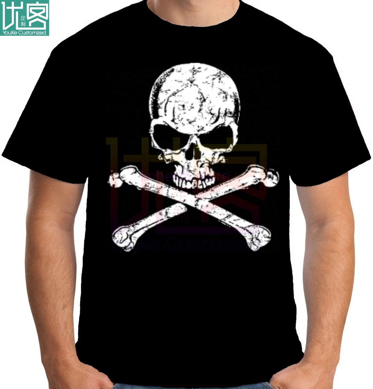 Мужская футболка с черепом и перекрестными косточками Velocitee пират черная борода