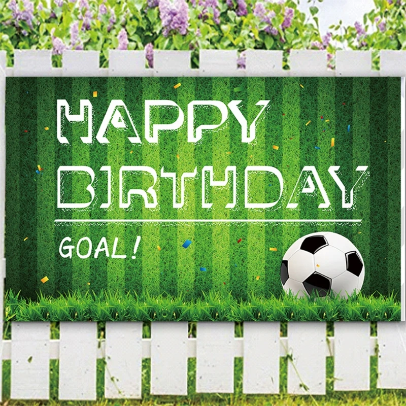 

Football Theme Happy Birthday Backdrop Banner Party Decoration for Children 85DB