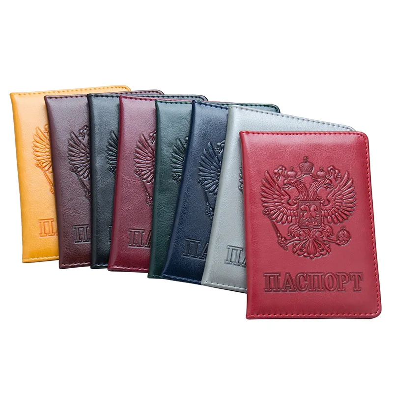 Embossed RUSSIA National Emblem Passport Cover ID Card Holder Men Travel Wallet PU Leather Case For Passports Bag Accessories images - 6