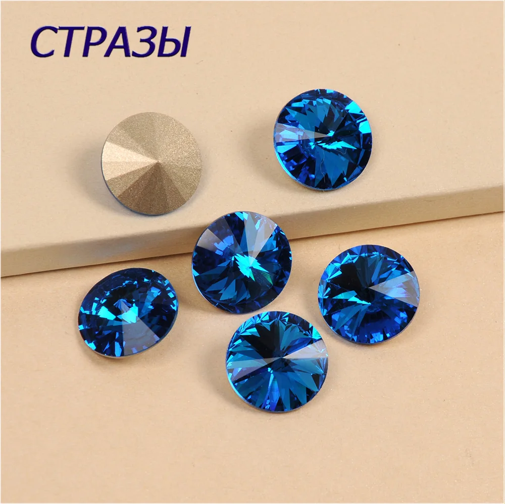 Капри Синий Аппликация Кристалл точка сзади пришить стразы модные ювелирные